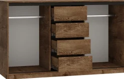Komody>BROMARKT Komoda przesuwna z szufladami i drążkami 160 cm LOFT dąb lefkas