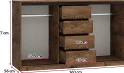 Komody></noscript>BROMARKT Komoda przesuwna z szufladami i drążkami 160 cm LOFT dąb lefkas