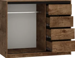 Komody>BROMARKT Komoda przesuwna z szufladami i drążkiem 120 cm LOFT dąb lefkas