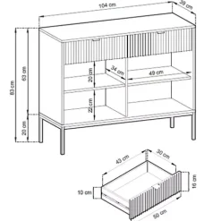 Komody></noscript>PIASKI Komoda szara 104 cm AVANTI szary