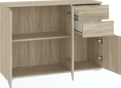 Komody>INTER MEBLE Komoda trzydrzwiowa 107 cm do salonu z szufladami ELARO dąb sonoma
