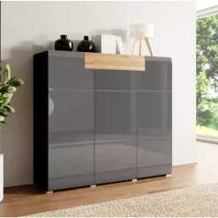 Komody></noscript>Helvetia Komoda wysoka TENDER antracyt połysk