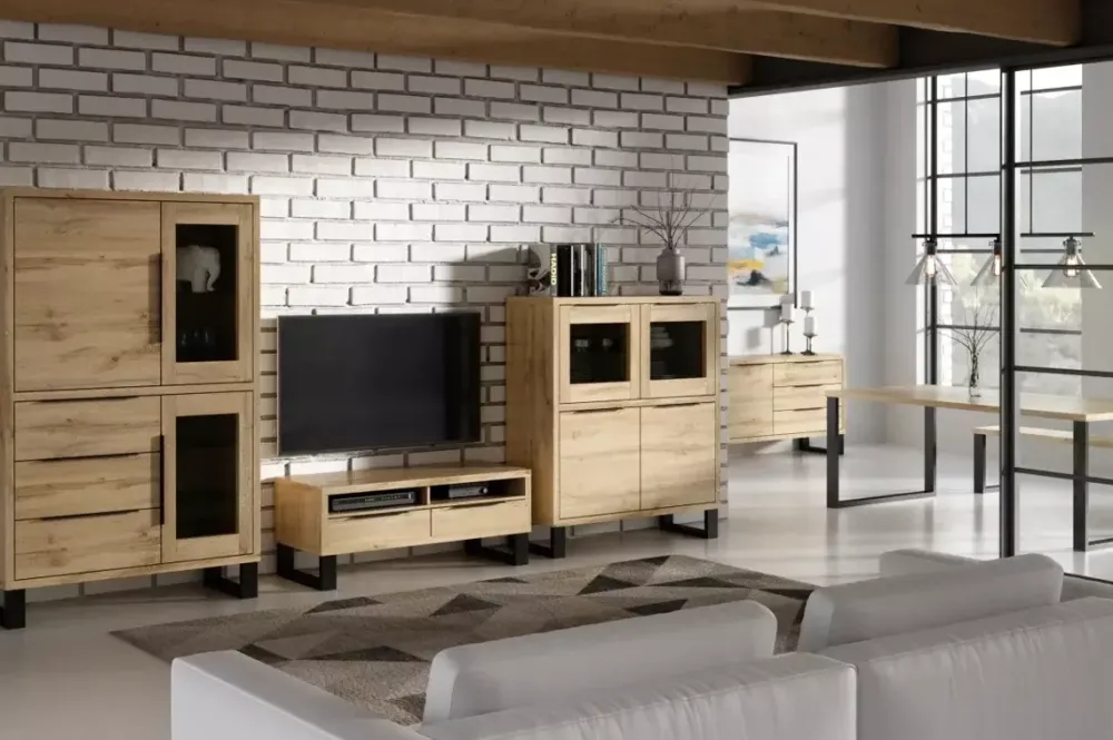 Zestawy Mebli Do Salonu|Komody>Helvetia Komoda z barkiem LOFT SALLE dąb wotan