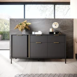 Komody></noscript>LASKI Komoda z drzwiami i szufladami 153cm LECCE antracyt