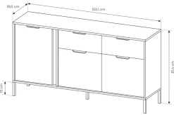 Komody></noscript>LASKI Komoda z drzwiami i szufladami 153cm LECCE antracyt