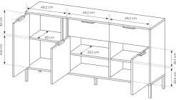 Komody></noscript>LASKI Komoda z drzwiami i szufladami 153cm LECCE antracyt