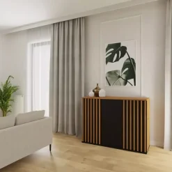 Zestawy Mebli Do Sypialni|Zestawy Mebli Do Salonu>Meblohand Komoda z półkami 120 cm lamele NELGARI