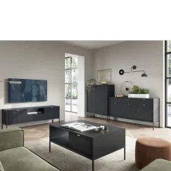 Komody></noscript>PIASKI Komoda z szufladami 104 cm AVANTI czarny