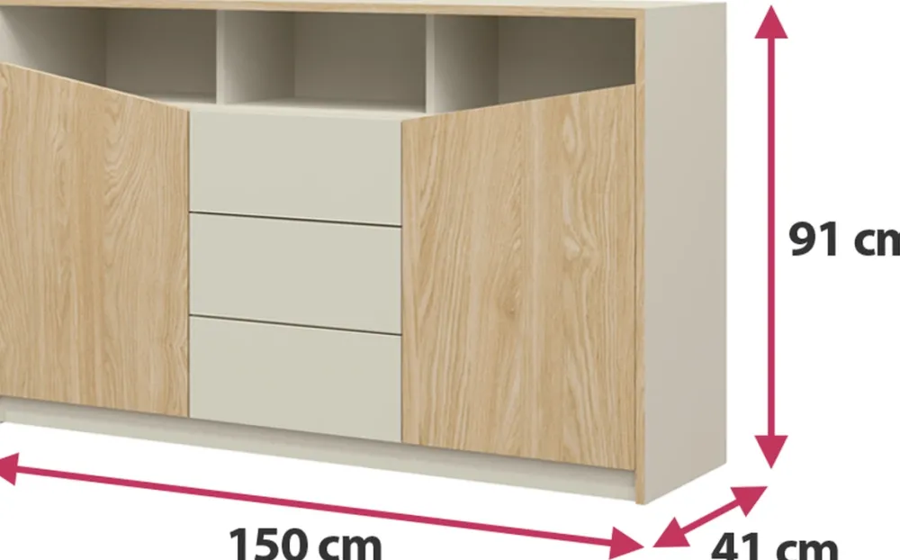 Komody>JUREK Komoda z szufladami 150 cm do sypialni AMADEO szary beż