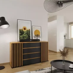 Komody>Meblohand Komoda z szufladami 160 cm lamele NELGARI