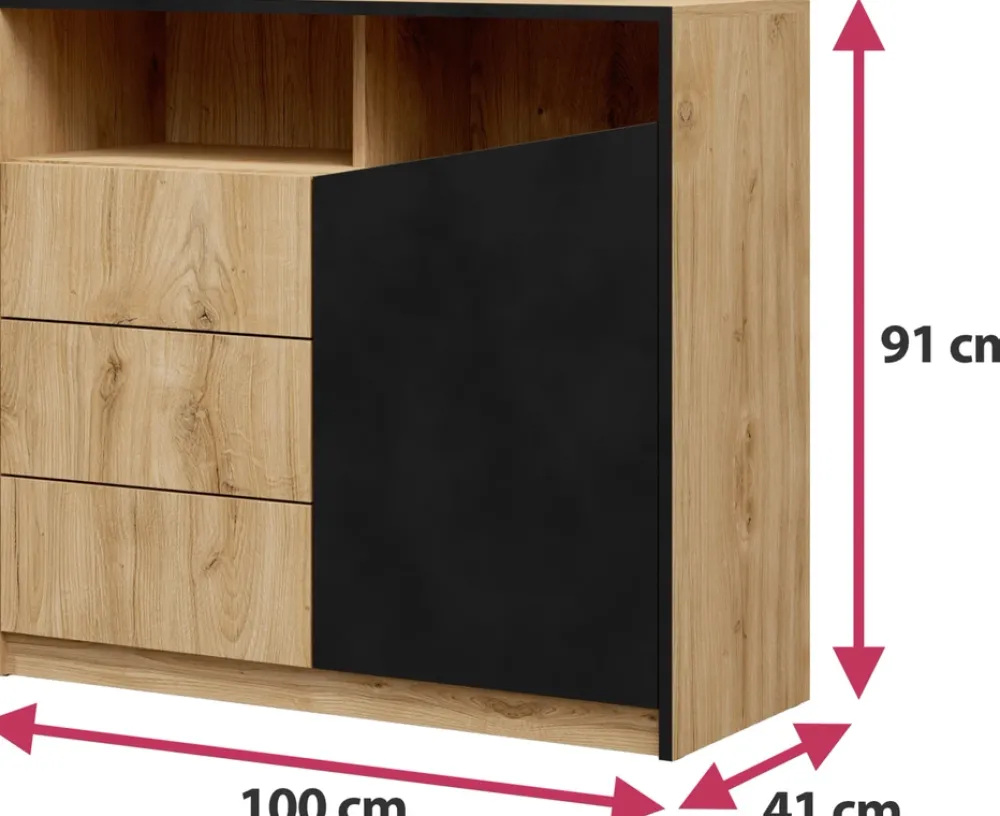 Zestawy Mebli Do Sypialni|Komody>JUREK Komoda z szufladami 100 cm nowoczesna AMADEO dąb odwieczny