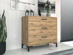 Zestawy Mebli Do Salonu|Komody>ML Meble Komoda z szufladami do przedpokoju 90 cm NEVIO dąb artisan