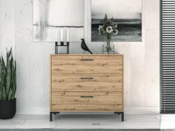 Zestawy Mebli Do Salonu|Komody></noscript>ML Meble Komoda z szufladami do przedpokoju 90 cm NEVIO dąb artisan