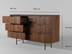 Zestawy Mebli Do Salonu|Komody></noscript>KAROL MEBLE Komoda z szufladami do salonu 150 cm ELVIO orzech warmia