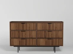 Zestawy Mebli Do Salonu|Komody></noscript>KAROL MEBLE Komoda z szufladami do salonu 150 cm ELVIO orzech warmia