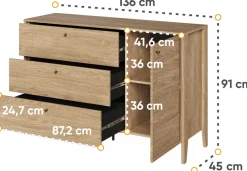 Zestawy Mebli Do Sypialni|Komody></noscript>lenart. Komoda z szufladami do sypialni 136 cm COZY drzwi