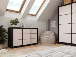 Komody></noscript>BROMARKT Komoda z szufladami i drążkami 160 cm do sypialni LOFT