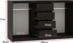 Komody></noscript>BROMARKT Komoda z szufladami i drążkami 160 cm do sypialni LOFT