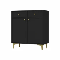 Komody>Lempert Komoda z szufladami i drzwiami 84 cm TOKEN czarny mat czarny grafit