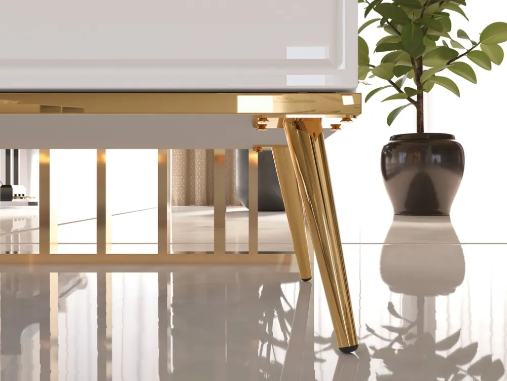 Komody>ML Meble Komoda z szufladami w stylu glamour GOLDIN biały połysk