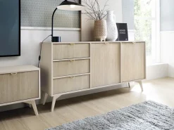 Zestawy Mebli Do Salonu|Komody></noscript>PIASKI Komoda z szufladami w stylu boho FLOW jodełka scandi