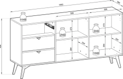 Zestawy Mebli Do Salonu|Komody></noscript>PIASKI Komoda z szufladami w stylu boho FLOW jodełka scandi