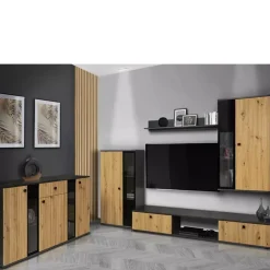 Komody>Lempert Komoda z witryną do salonu 140 cm LOFT KUBA