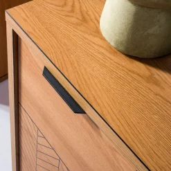 Komody></noscript>JARSTOL Komoda z witryną FONETTI dąb karmel