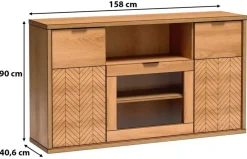 Komody></noscript>JARSTOL Komoda z witryną FONETTI dąb karmel