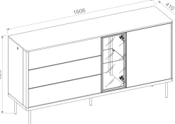 Zestawy Mebli Do Salonu|Komody></noscript>lenart. Komoda z witryną i szufladami na nóżkach do salonu 161 cm EPIRO kaszmir