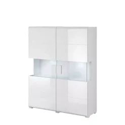 Komody>Helvetia Komoda z witryną TENDER połysk biały