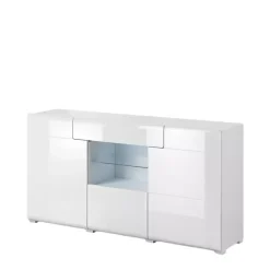 Komody>Helvetia Komoda ze szklaną półką TENDER połysk biały