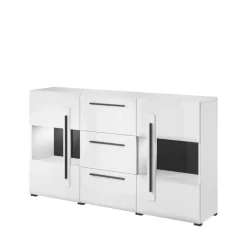 Zestawy Mebli Do Salonu|Komody>Helvetia Komoda ze szklanymi drzwiczkami połysk TELOS biały