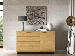 Komody>ML Meble Kompaktowa komoda do salonu 138 cm MONELLI dąb stylowy