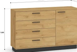 Komody></noscript>ML Meble Kompaktowa komoda do salonu 138 cm MONELLI dąb stylowy