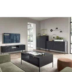 Zestawy Mebli Do Salonu>PIASKI Komplet mebli do salonu z komodą AVANTI czarny