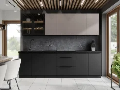 Meble Kuchenne>Lempert Komplet mebli kuchennych 260 cm SELENA cichy domyk czerń kaszmir