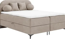 Łóżka Małżeńskie|Łóżka Ze Stelażem>BROMARKT Kontynentalne łóżko do sypialni 160x200 cm tapicerowane SERENO beżowe