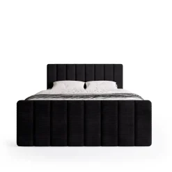 Łóżka Małżeńskie|Łóżka Z Zagłówkiem></noscript>BROMARKT Kontynentalne łóżko 180x200 cm do sypialni sztruksowe DENVER DUO czarny