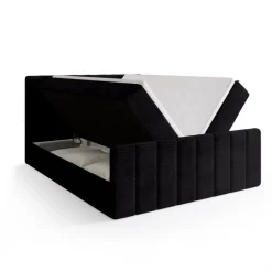 Łóżka Małżeńskie|Łóżka Ze Stelażem>BROMARKT Kontynentalne łóżko 160x200 cm z pojemnikiem DENVER DUO sztruks czarny