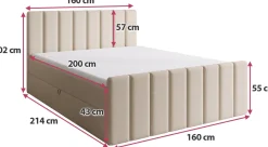Łóżka Małżeńskie|Łóżka Ze Stelażem></noscript>BROMARKT Kontynentalne łóżko 160x200 cm z pojemnikiem DENVER DUO sztruks czarny
