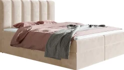 Łóżka Młodzieżowe|Łóżka Ze Stelażem>Riban Kontynentalne łóżko 140x200 cm z pojemnikiem beżowe dwuosobowe BALENO