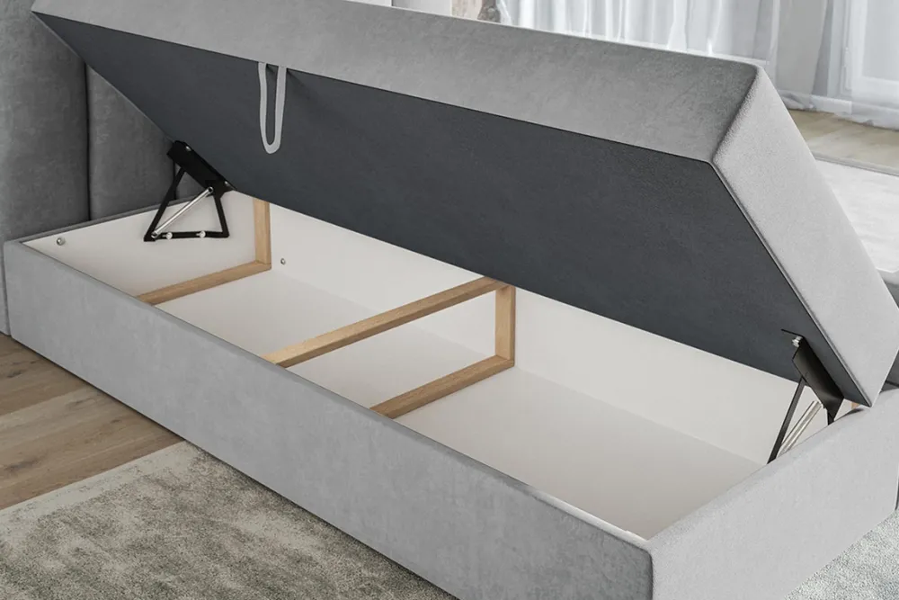 Łóżka Młodzieżowe|Łóżka Ze Stelażem>Riban Kontynentalne łóżko 140x200 cm z pojemnikiem beżowe dwuosobowe BALENO