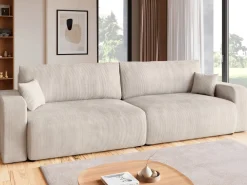 Zestawy Mebli Do Przedpokoju>BROMARKT Kremowa kanapa do salonu z funkcją spania i pojemnikiem PUMI