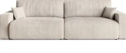 Zestawy Mebli Do Przedpokoju></noscript>BROMARKT Kremowa kanapa do salonu z funkcją spania i pojemnikiem PUMI