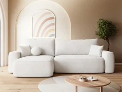 Narożniki|Meble Dla Dzieci></noscript>BROMARKT Kremowa kanapa narożna z funkcją spania do salonu CARMELLO DUO