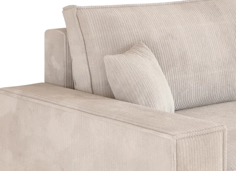 Kanapy I Sofy>BROMARKT Kremowa kanapa z funkcją spania i pojemnikiem na pościel sztruksowa ADI