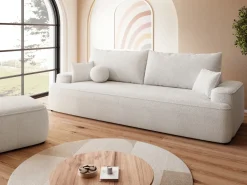 Kanapy I Sofy|Meble Młodzieżowe></noscript>BROMARKT Kremowa sofa boucle z funkcją spania do salonu CARMELLO