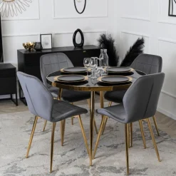 Krzesła Tapicerowane|Krzesła>MEBEL ELITE Krzesło do jadalni tapicerowane welurowe szare INARI