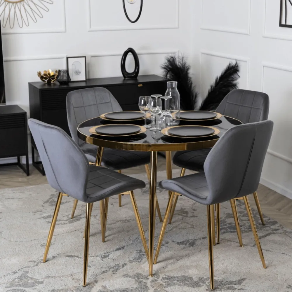 Krzesła Tapicerowane|Krzesła>MEBEL ELITE Krzesło do jadalni tapicerowane welurowe szare INARI